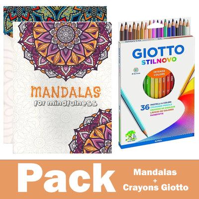Pack Créatif Mandalas + Crayons de couleur Giotto Stilnovo (36 couleurs) - Librairie Oxford City