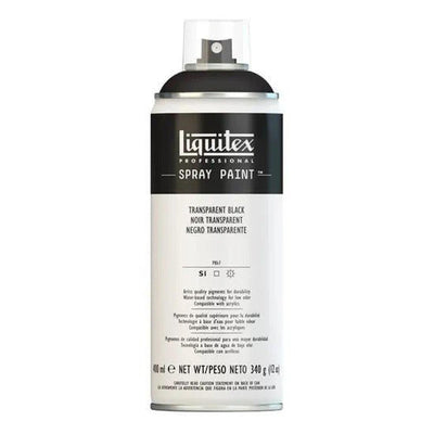 Peinture en aérosol professionnelle Liquitex 400 ml, noir transparent - Librairie Oxford City