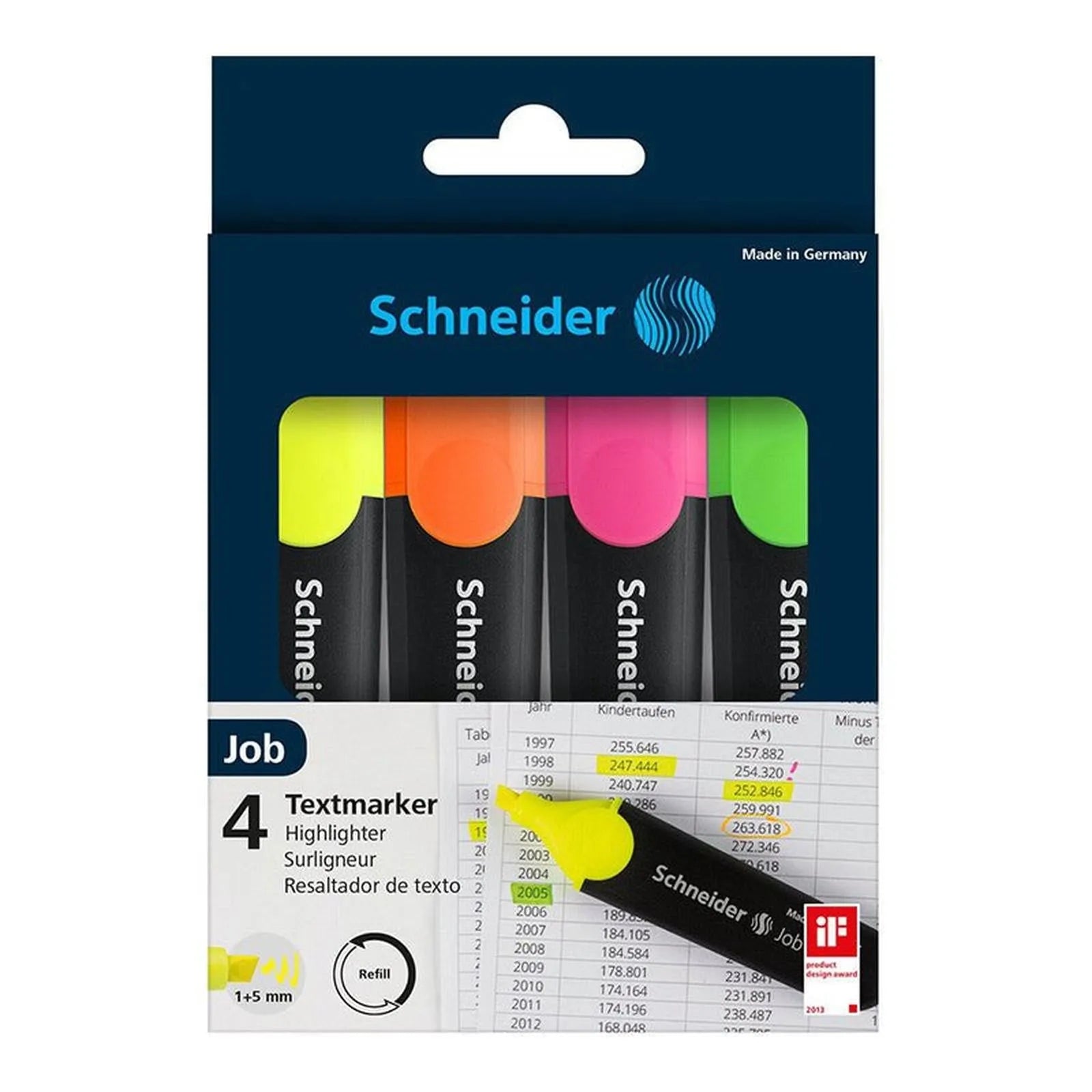 POCH 4 MARQ SURLIGNEURS FLUO JOB SCHNEIDER - Librairie Oxford City