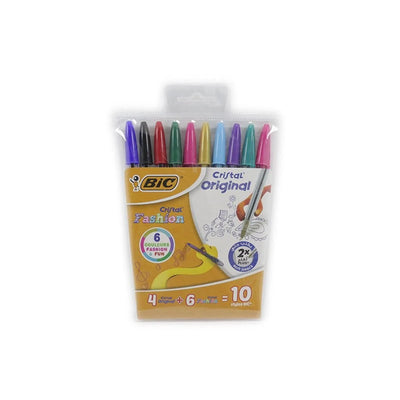 POCHETTE 10 STYLO BIC CRISTAL (4 MEDIUM + 6 FASHION) - Librairie Oxford City