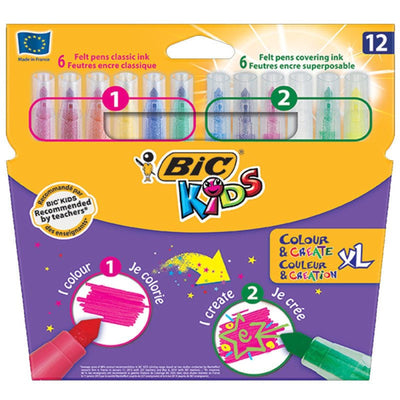 POCHETTE 12 FEUTRE CREATE XL KIDS BIC - Librairie Oxford City