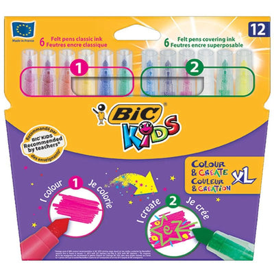 POCHETTE 12 FEUTRE CREATE XL KIDS BIC - Librairie Oxford City