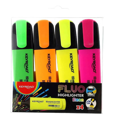 POCHETTE 4 MARQUEUR FLUO KEYROAD - Librairie Oxford City