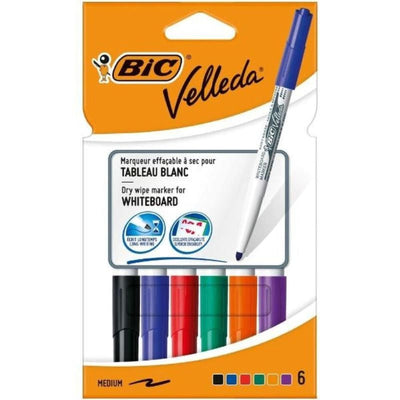 Pochette 6 marqueurs tableau velleda BIC - Librairie Oxford City