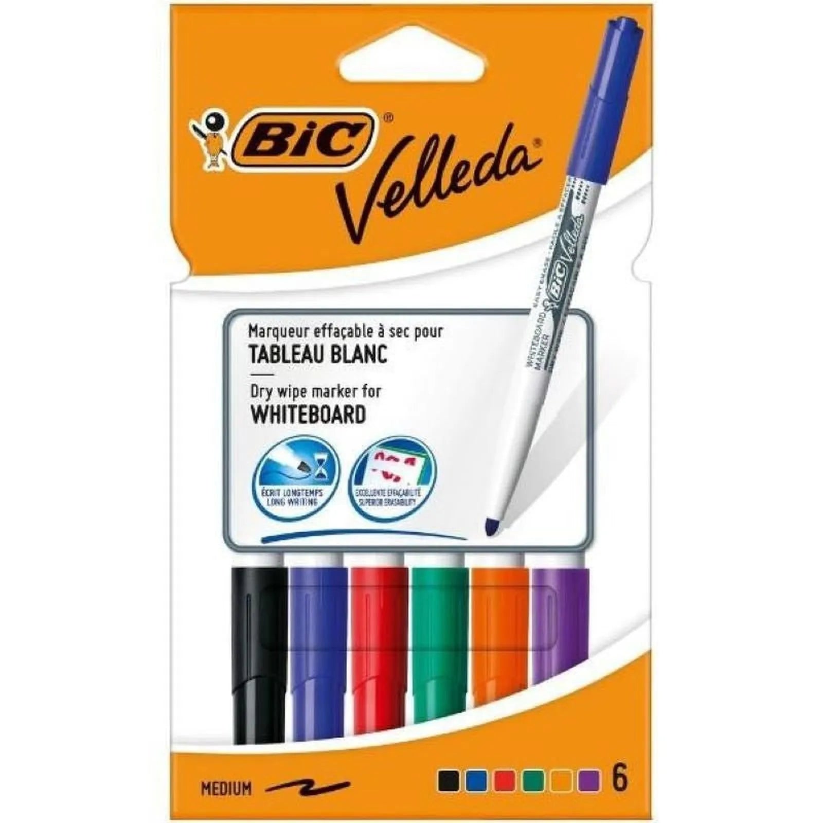 Pochette 6 marqueurs tableau velleda BIC - Librairie Oxford City