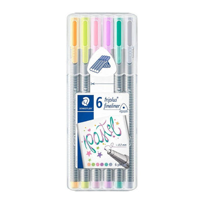 Pochette 6 Stylos triplus Fineliner - Couleur pastel - Librairie Oxford City
