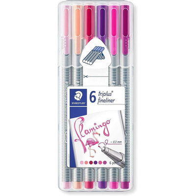 Pochette 6 Stylos triplus Fineliner - Flamingo - Librairie Oxford City