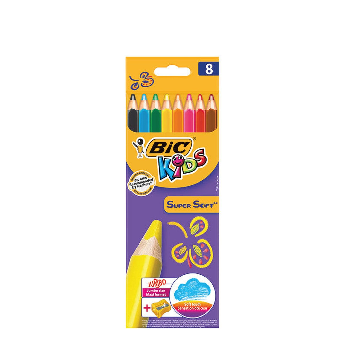 Pochette coul de 8 couleurs + taille crayon BIC - Librairie Oxford City