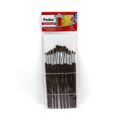POCHETTE DE 12 PINCEAUX PLAT S105F FOSKA - Librairie Oxford City