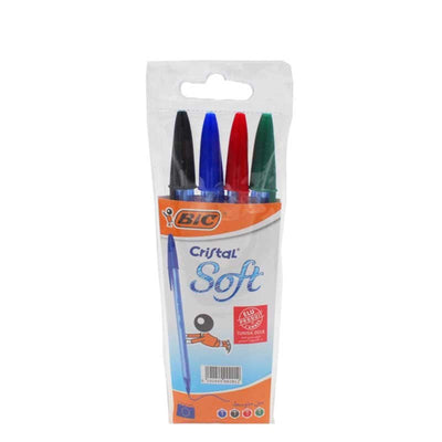 Pochette de 4 stylos a bille cristal soft - Librairie Oxford City