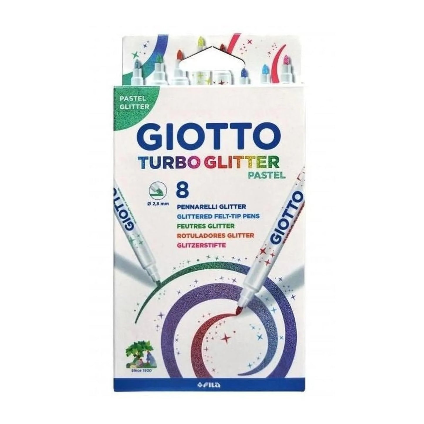 POCHETTE FEUTRE DE 8 TURBO GLITTER PASTEL GIOTTO - Librairie Oxford City