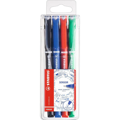 Pochette STABILO de 4 stylo SENSOR - Couleurs basique - Librairie Oxford City
