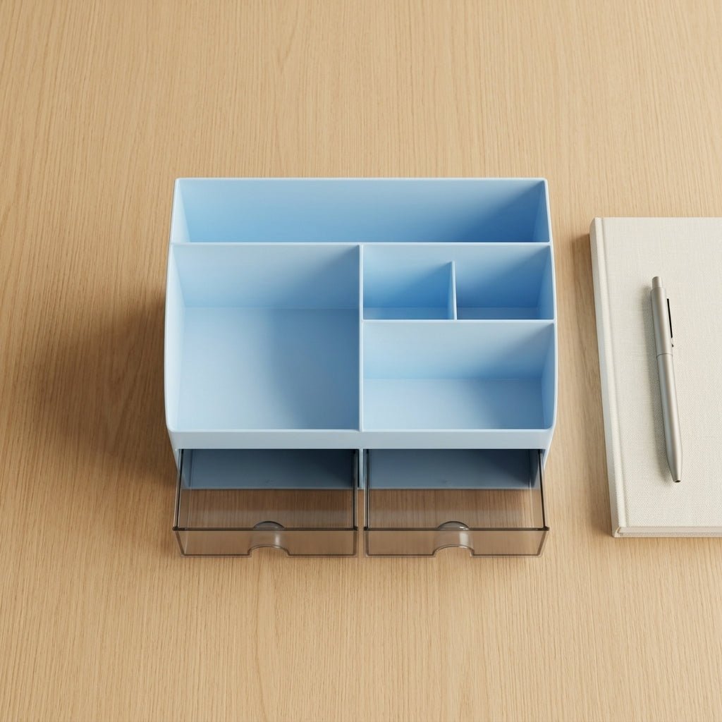 Organiseur de Bureau Multi - Compartiments avec Tiroirs — Rose / Bleu / Blanc - Librairie Oxford City