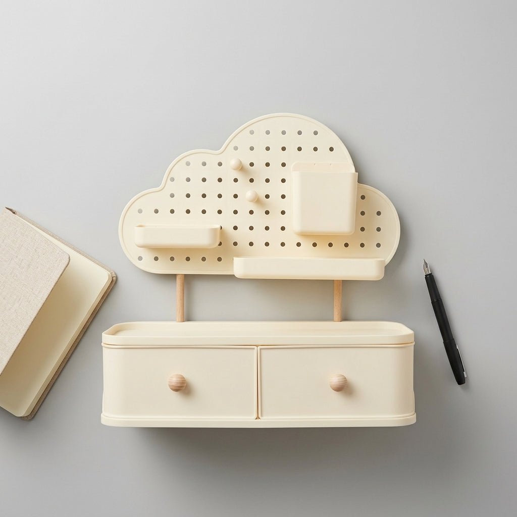 Organiseur de Bureau Nuage avec Tiroirs et Pegboard — Beige - Librairie Oxford City
