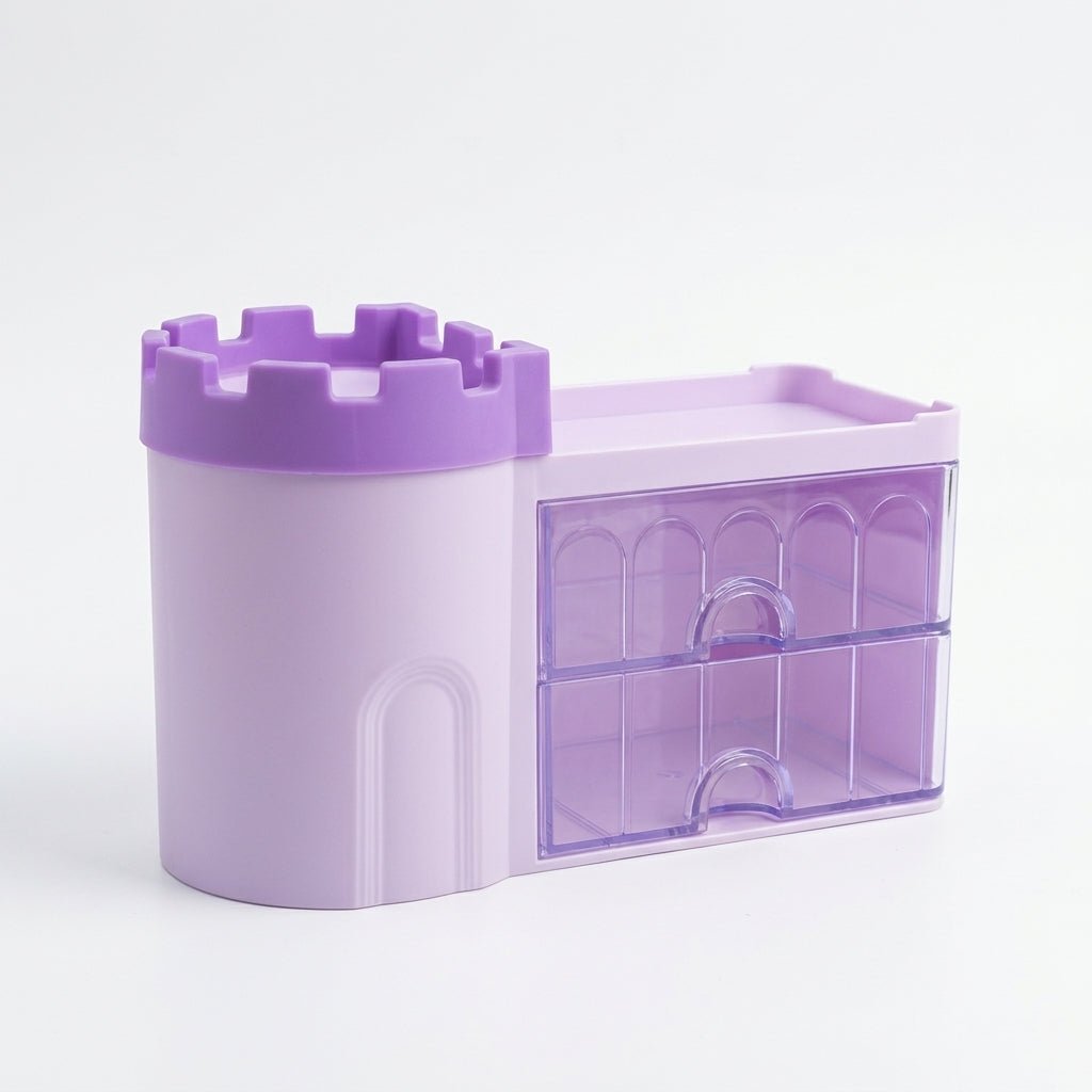 Organiseur de Bureau Château avec Tiroirs — Bleu / Rose / Vert / Violet - Librairie Oxford City