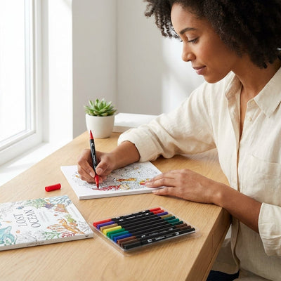 Pack Mandalas : Motarro Mandalas + Giorgione Brush Pens 12 Couleurs - Librairie Oxford City