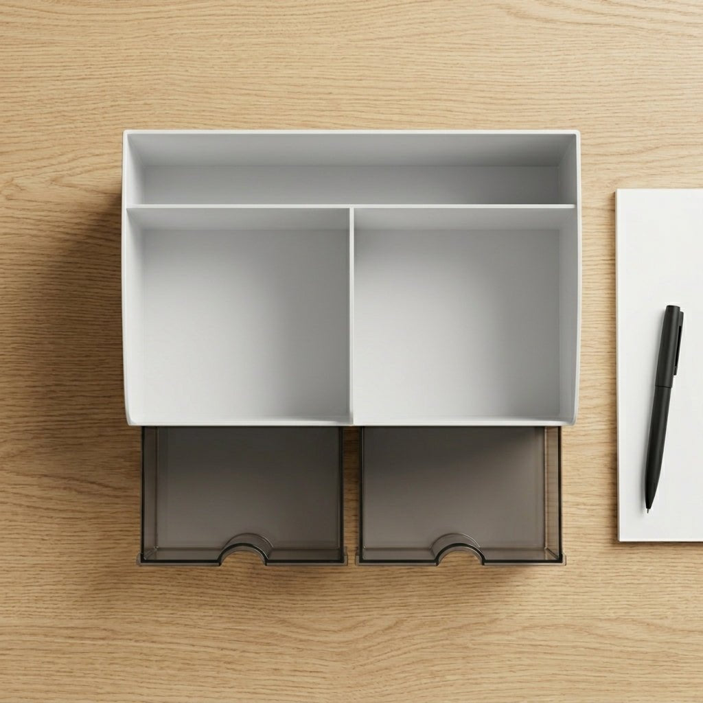 Organiseur de Bureau Multi - Compartiments avec Tiroirs — Rose / Bleu / Blanc - Librairie Oxford City