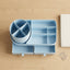 Organiseur de Bureau avec Pot Rotatif, Compartiments et Tiroirs — Beige / Bleu - Librairie Oxford City
