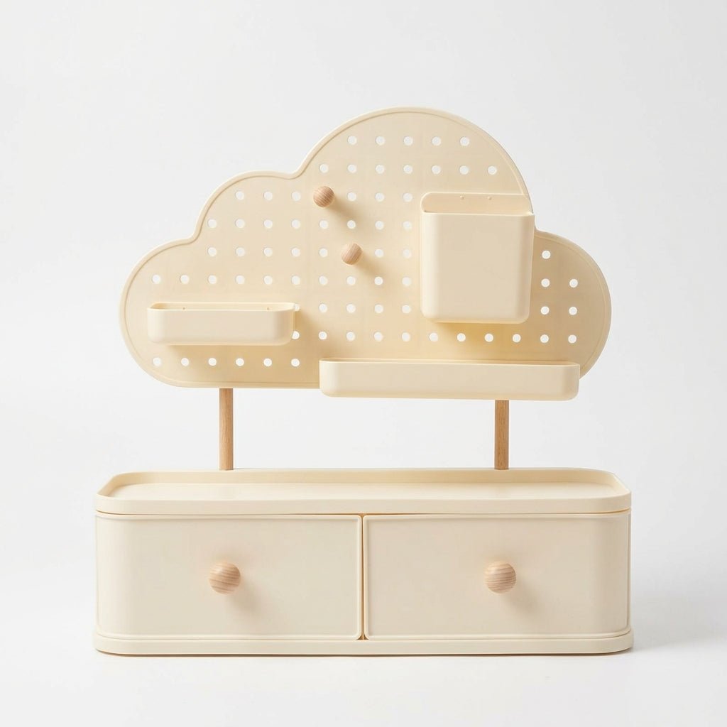 Organiseur de Bureau Nuage avec Tiroirs et Pegboard — Beige - Librairie Oxford City