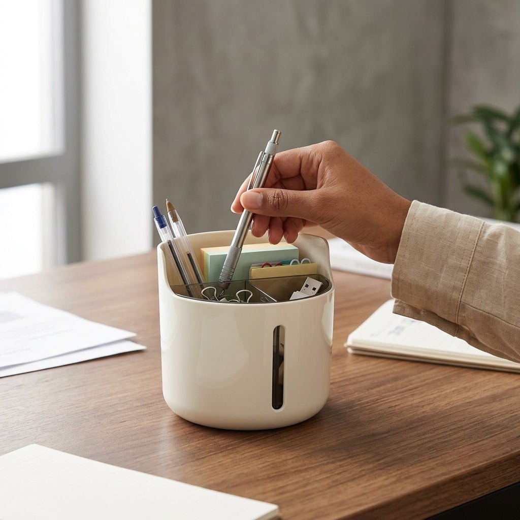 Porte - Stylo de Bureau Grand Format avec Compartiments — Blanc - Librairie Oxford City