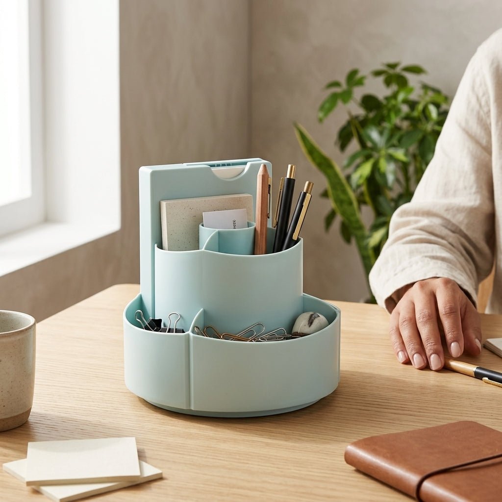 Organiseur de Bureau Rotatif avec Tableau de Tâches et Étiquettes — Bleu - Librairie Oxford City