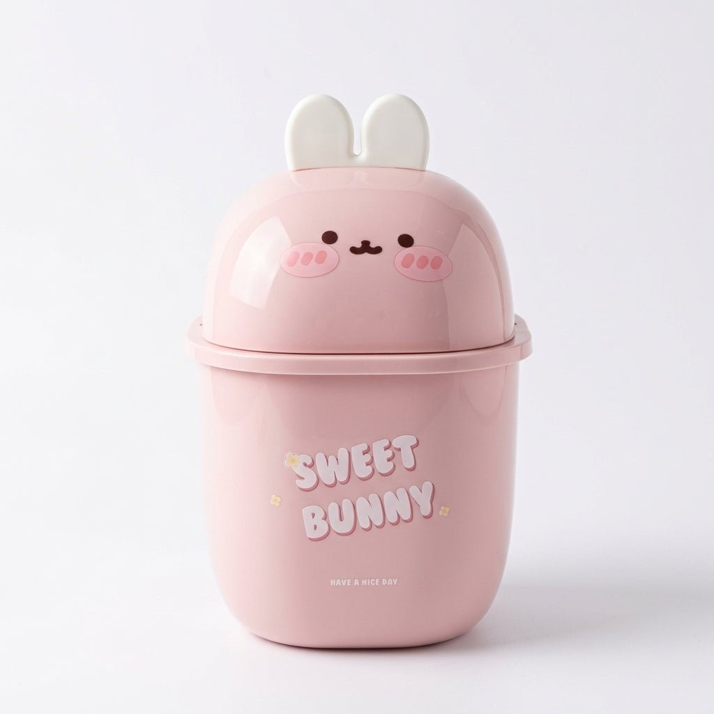 Mini Corbeille de Bureau Lapin Kawaii — Rose - Librairie Oxford City
