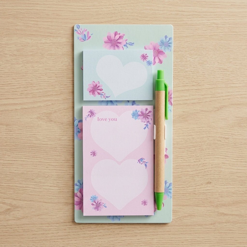 Bloc - Notes Aimanté avec Stylo (20x10cm) (6 modèles floraux) - Librairie Oxford City