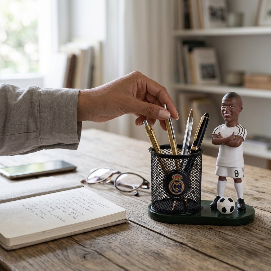 Pot à Stylo en Métal avec Figurine Décorative en Résine — Organisateur de Bureau Fantaisie - Librairie Oxford City