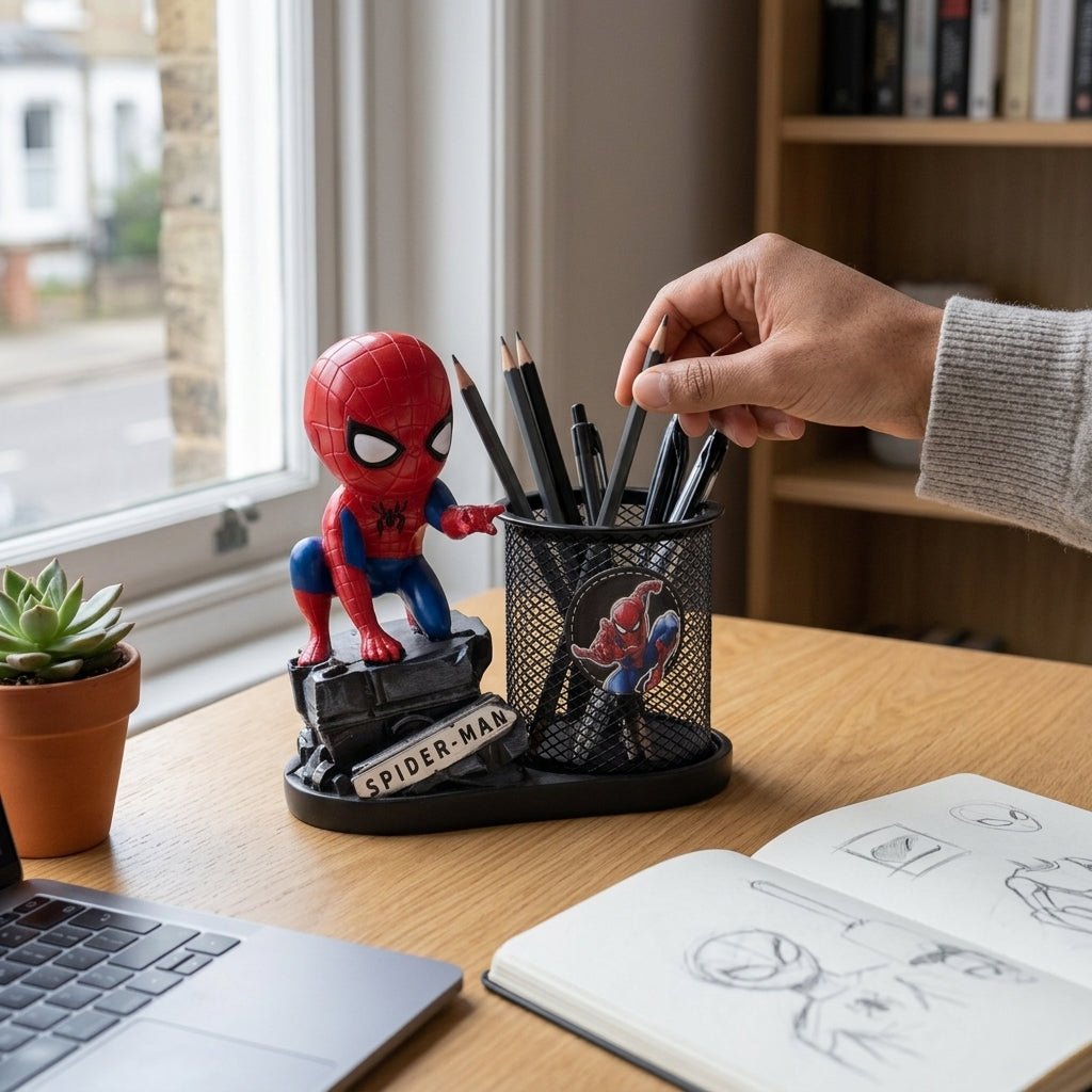 Pot à Stylo en Métal avec Figurine Décorative en Résine — Organisateur de Bureau Fantaisie - Librairie Oxford City