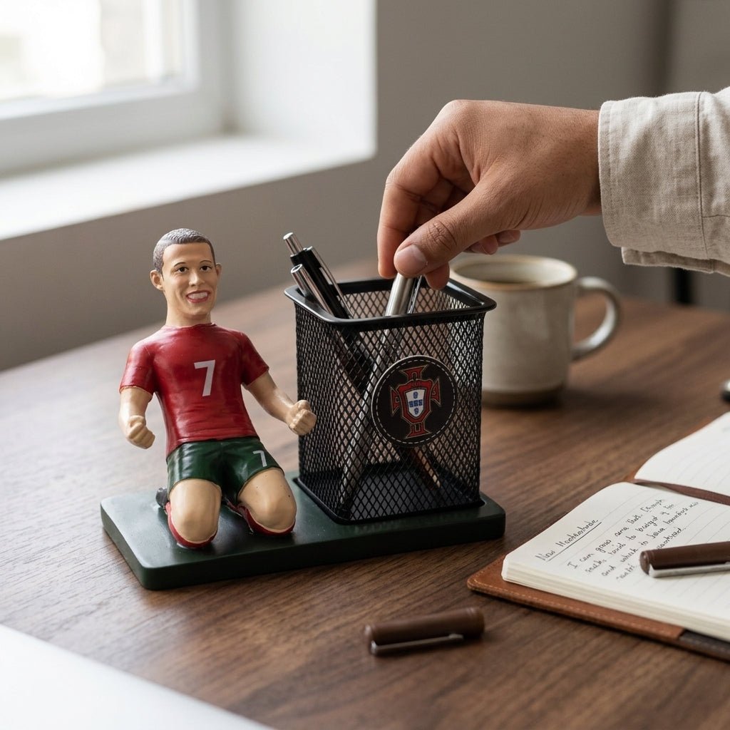 Pot à Stylo en Métal avec Figurine Décorative en Résine — Organisateur de Bureau Fantaisie - Librairie Oxford City