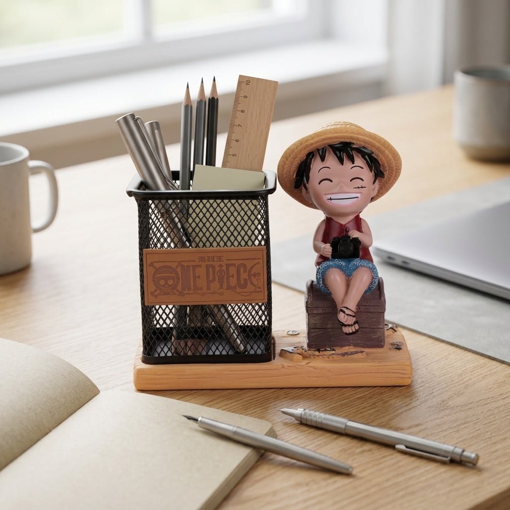 Pot à Stylo en Métal avec Figurine Décorative en Résine — Organisateur de Bureau Fantaisie - Librairie Oxford City