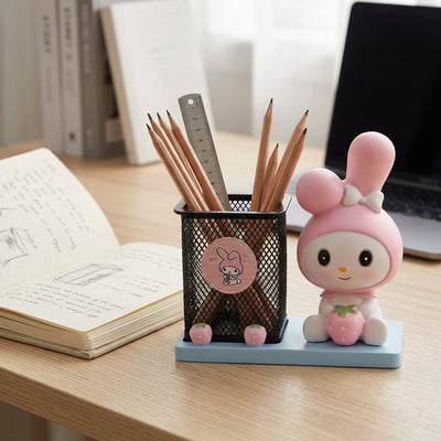 Pot à Stylo en Métal avec Figurine Décorative en Résine — Organisateur de Bureau Fantaisie - Librairie Oxford City