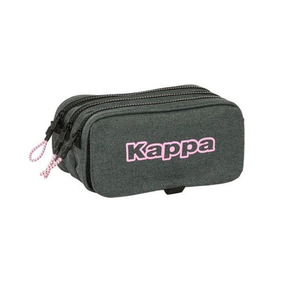 Trousse Kappa 3 Compartiments — Gris, Rose & Noir - Librairie Oxford City