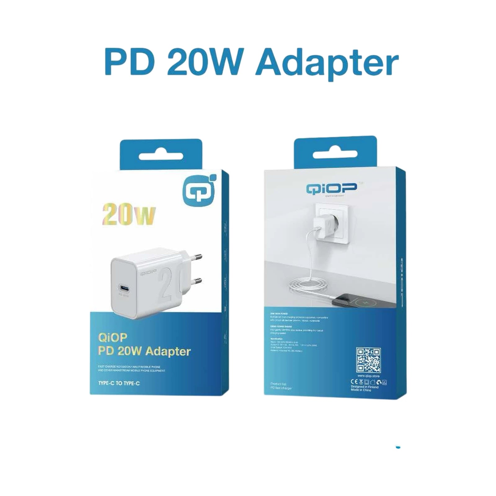 Chargeur QiOP PD 20W Type - C Blanc - Librairie Oxford City