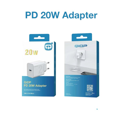Chargeur QiOP PD 20W Type - C Blanc - Librairie Oxford City