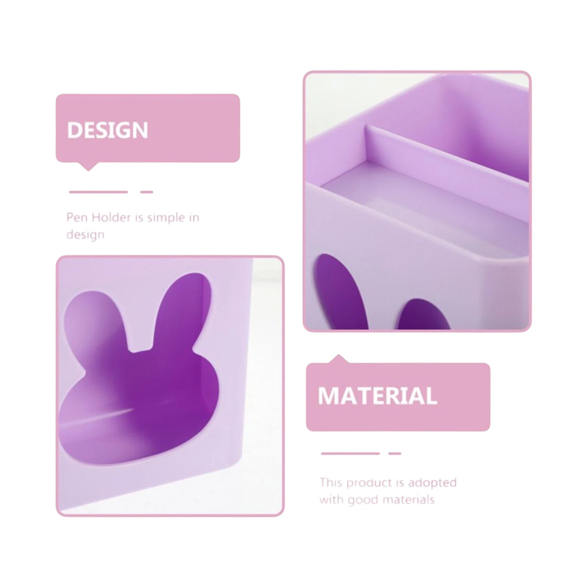 Porte-Stylos Carré en Plastique — Motif Lapin Violet - Librairie Oxford City