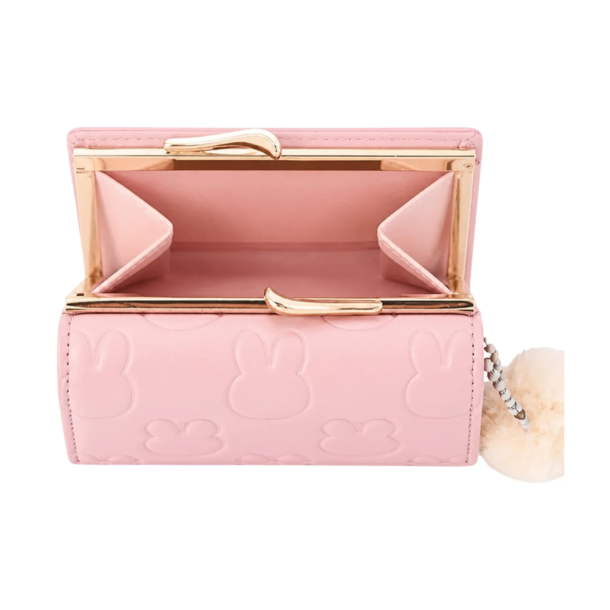 Portefeuille Enfant Lapin en Relief avec Pompon — Rose