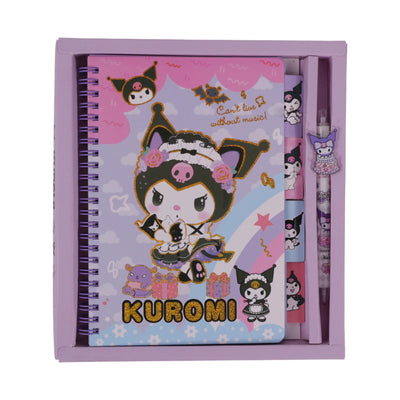 Coffret Kuromi Sanrio avec notebook A5 spirale et stylo, coloris violet et noir