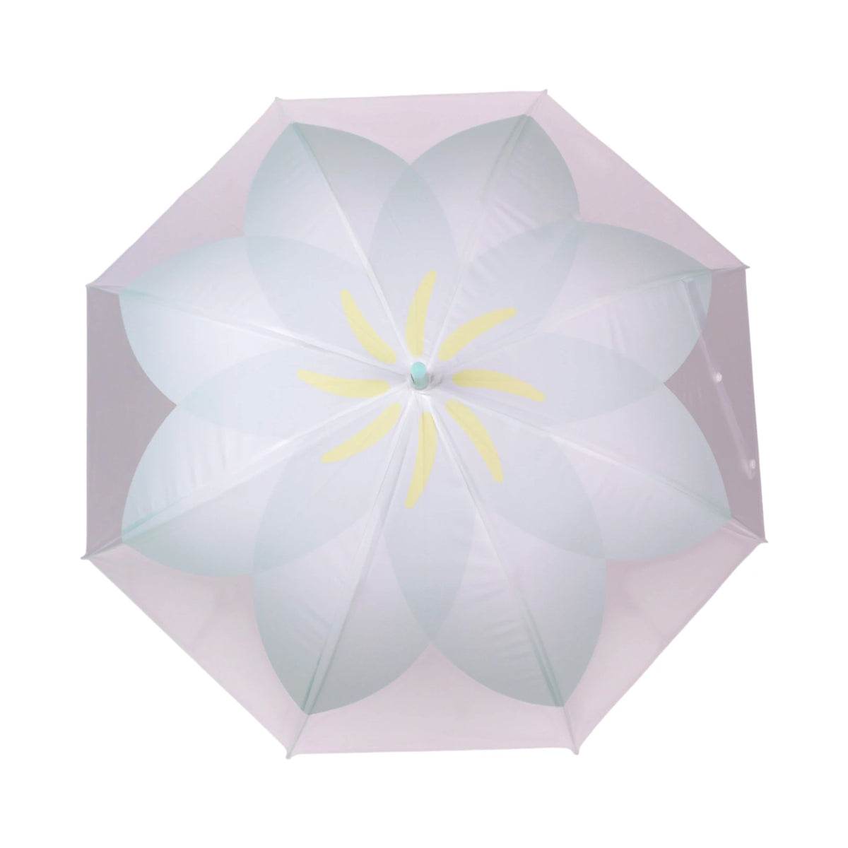 Parapluie Transparent à Motif Floral — Blanc, Jaune & Bleu
