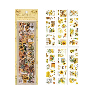 Planches de stickers transparents motifs tournesol jaune et vert 2AB&C