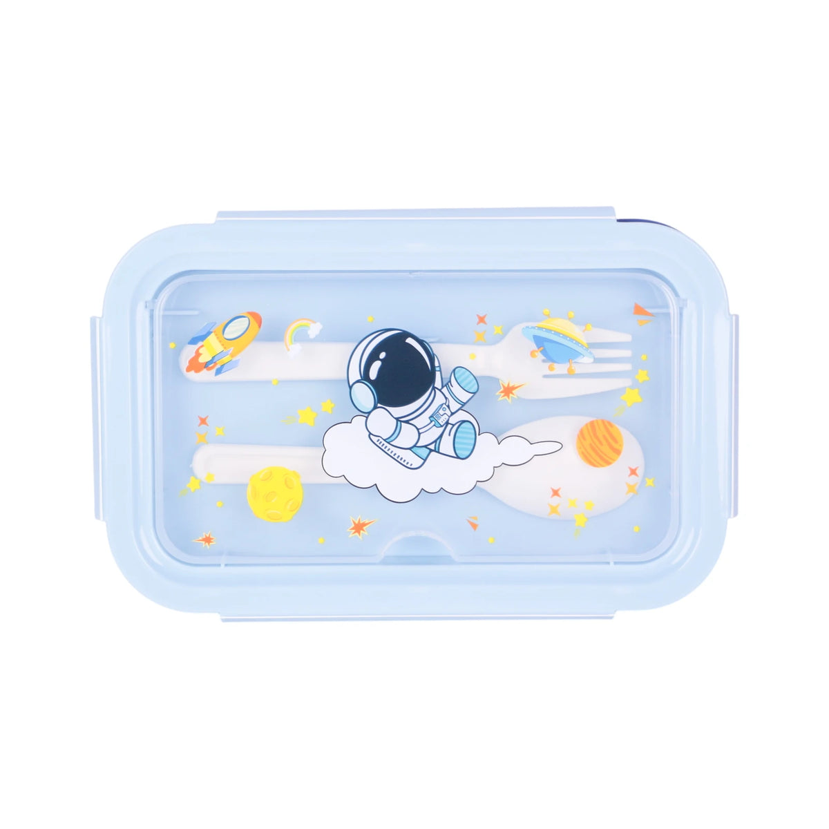Boîte à repas enfant bleue et blanche avec design astronaute espace