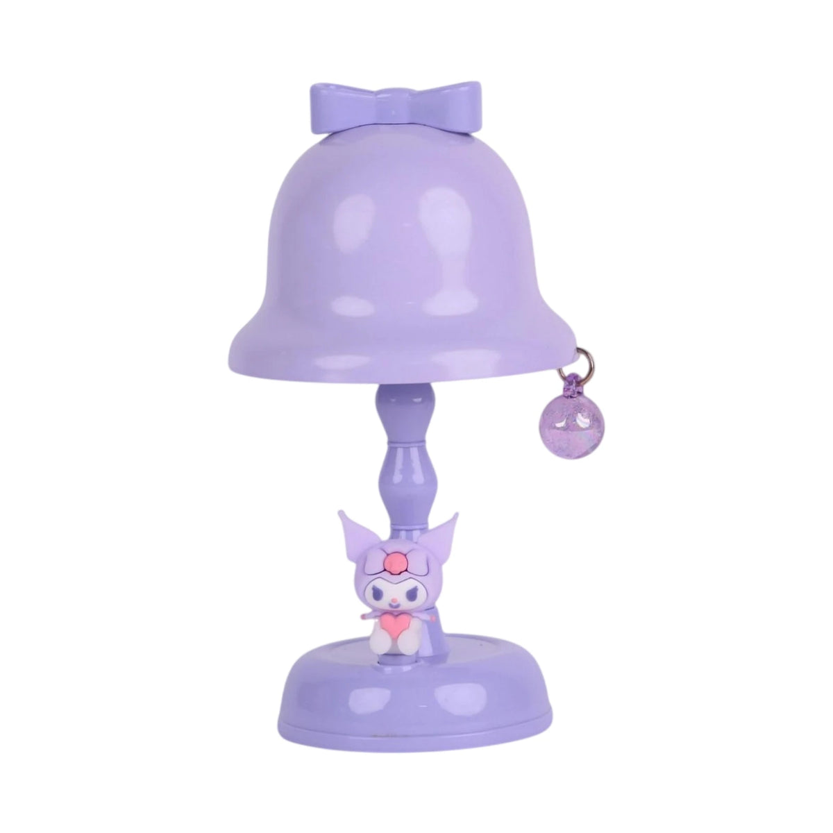 Lampe de bureau enfant Kuromi violette avec abat-jour nœud et pendentif décoratif