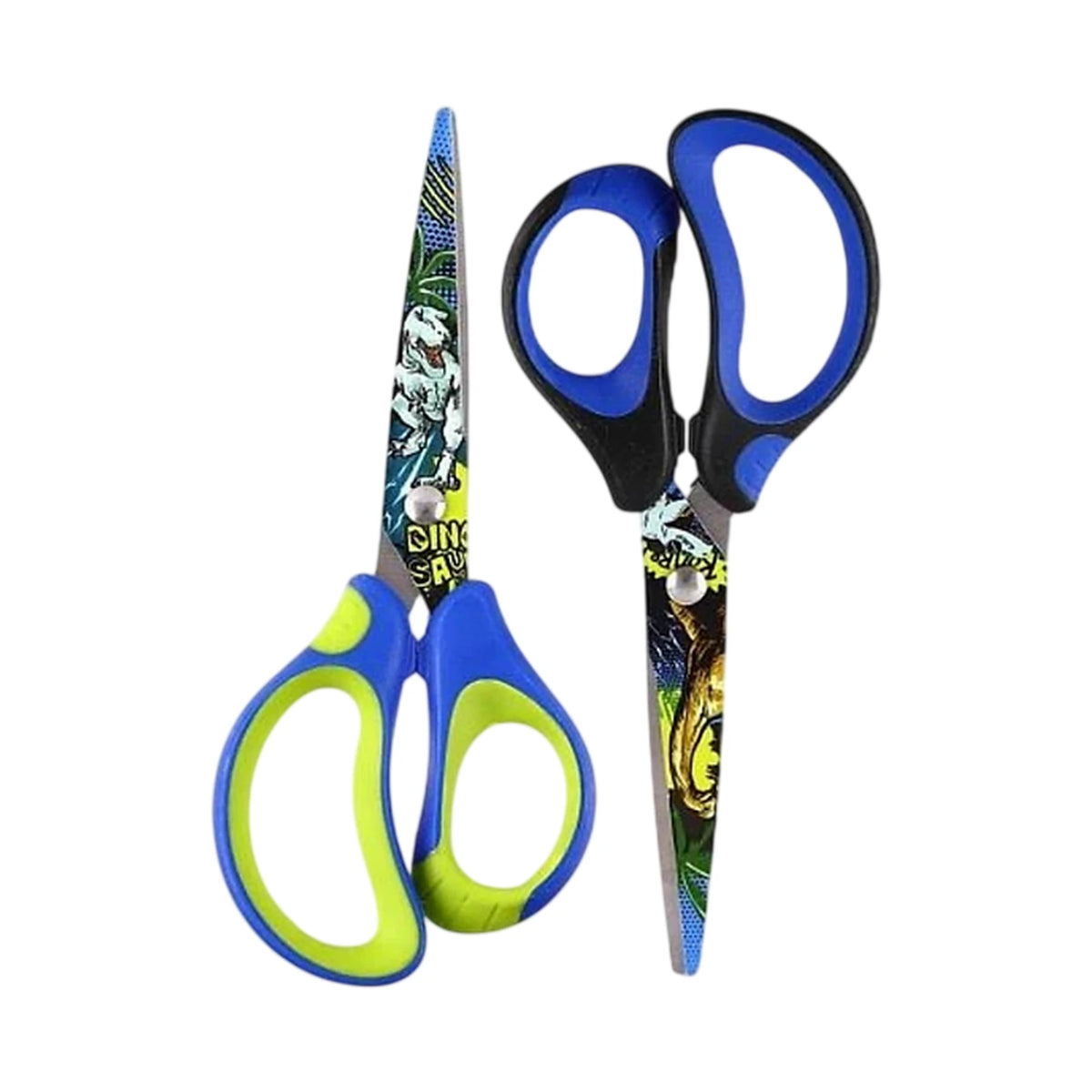 Ciseaux enfant Keyroad Dino 15 cm bleu et vert avec poignées ergonomiques dinosaures