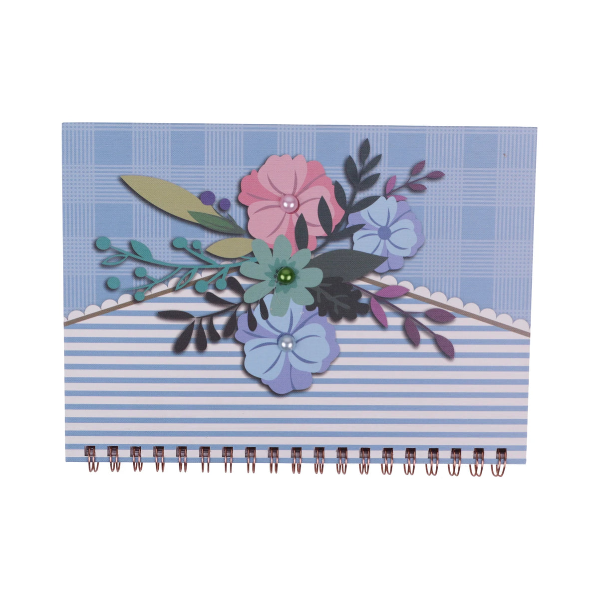 Carnet à spirale Wiero B5 ligné 200 pages design floral bleu rose vert