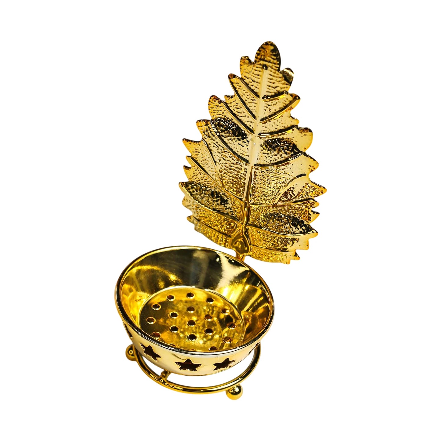 Porte - Encens Métallique مبخرة Design Feuille Doré - Librairie Oxford City