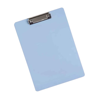 Porte-bloc à pince A4 en plastique bleu avec pince métallique