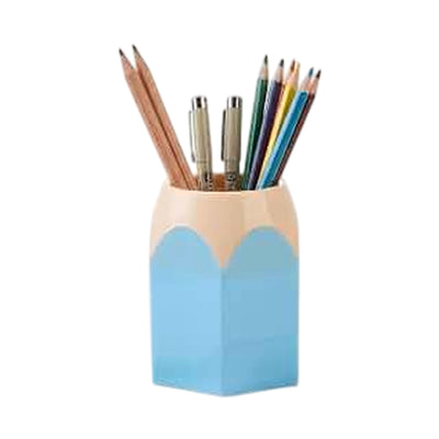 Pot à Crayons Hexagonal en Plastique — Bleu & Jaune