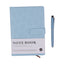 Coffret notebook A5 bleu et blanc avec stylo et fermeture élastique