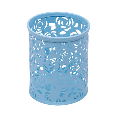 Porte-Stylos Cylindrique en Métal — Décor Floral Bleu - Librairie Oxford City