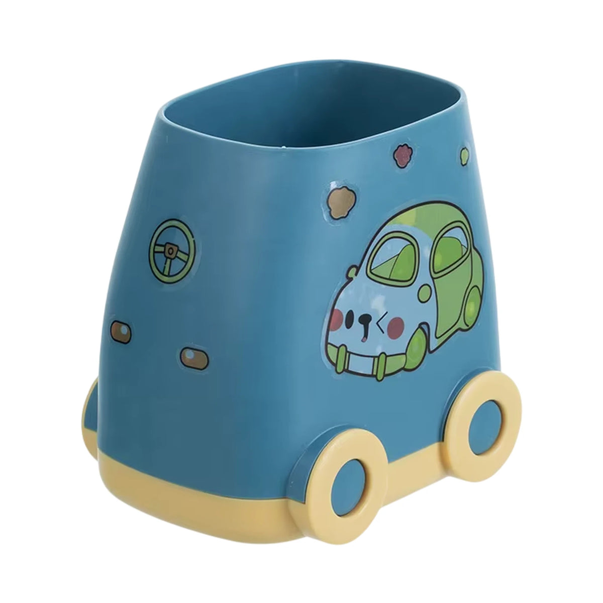 Pot à Stylo Forme Voiture — Plastique Bleu et Beige
